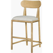 Surya Keating Modern Wheat Oak Counter Stool With Cushioned Seat