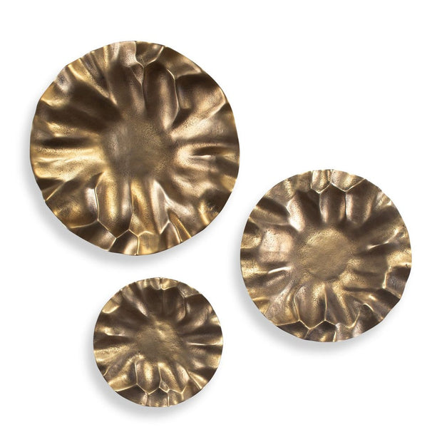 Uttermost Peonia Golden Dark Bronze Set of 3 Wall Discs  Decor ~ Indoor And Outdoor Use