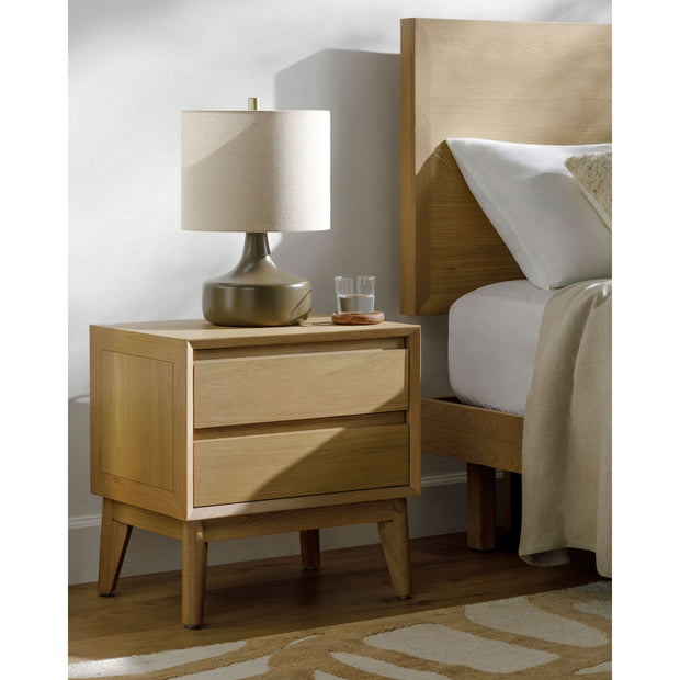Surya Pryce Modern Light Natural Oak 2 Drawer Nightstand