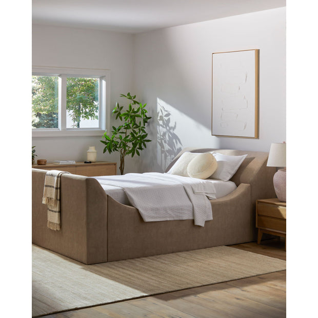 Surya Purcel Modern Upholstered Bed ~ Available in Queen and King Sizes