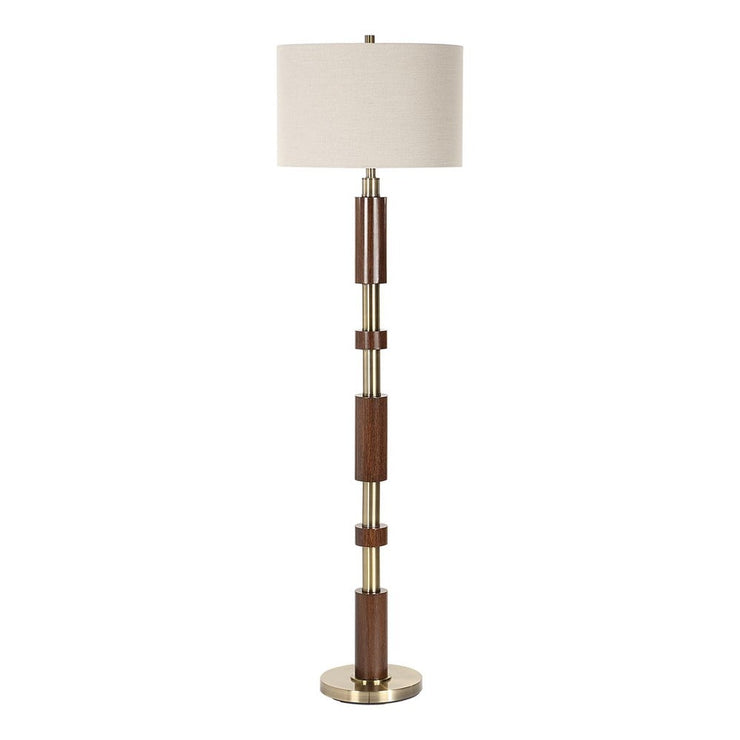 Uttermost Stacked Wooden And Brass Plate Floor Lamp