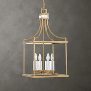Uttermost Montreal Warm Brass Lantern 4 Light Pendant