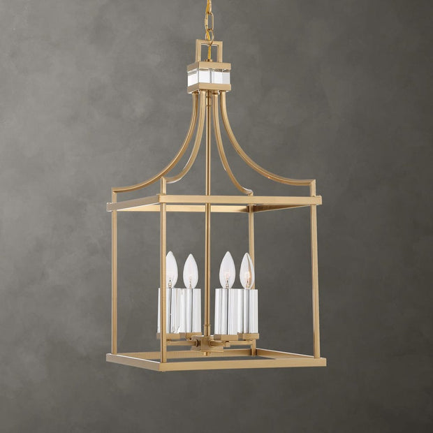 Uttermost Montreal Warm Brass Lantern 4 Light Pendant