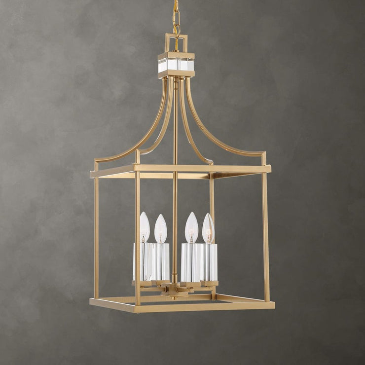 Uttermost Montreal Warm Brass Lantern 4 Light Pendant