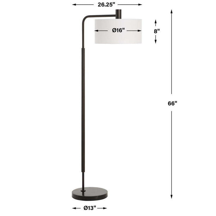 Uttermost Richie FLoor Lamp With Steel Satin Black Finishes