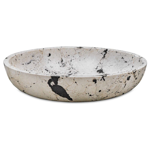 Uttermost Nouveau Handcrafted White Limestone With Black Accents Bowl