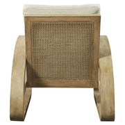 Uttermost Barbora Neutral Fabric Mango Wood with Rattan Back Mid Century Modern Accent Lounge Chair