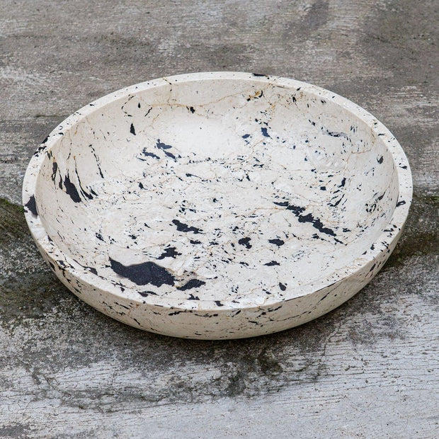 Uttermost Nouveau Handcrafted White Limestone With Black Accents Bowl
