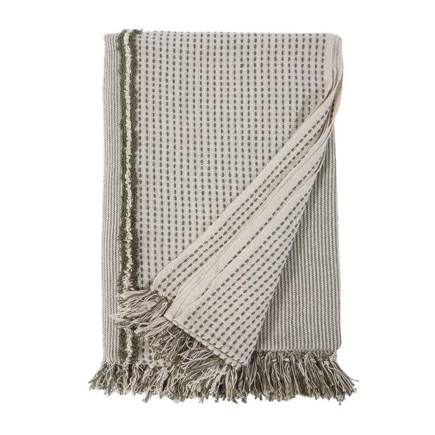 Pom Pom at Home Jagger Ivory and Moss Oversized Throw Blanket ~ 60” x 90”