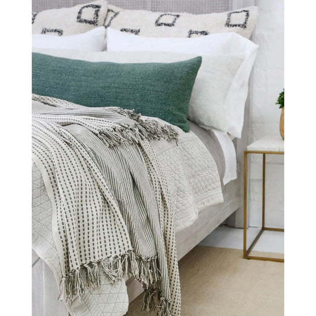 Pom Pom at Home Jagger Ivory and Moss Oversized Throw Blanket ~ 60” x 90”