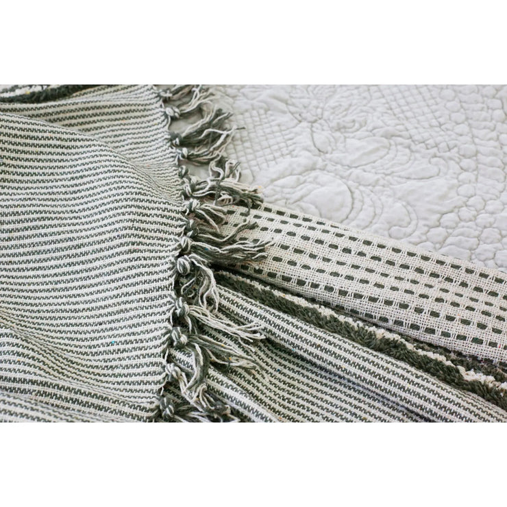Pom Pom at Home Jagger Ivory and Moss Oversized Throw Blanket ~ 60” x 90”