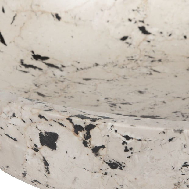 Uttermost Nouveau Handcrafted White Limestone With Black Accents Bowl