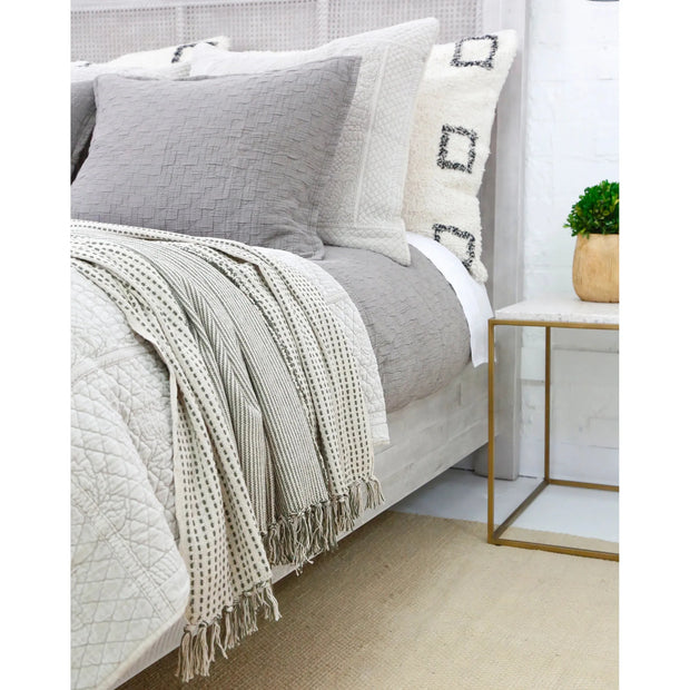 Pom Pom at Home Jagger Ivory and Moss Oversized Throw Blanket ~ 60” x 90”
