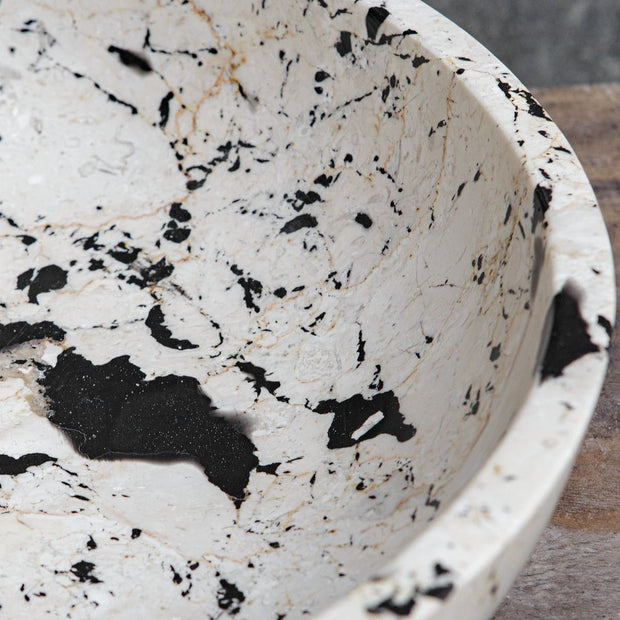Uttermost Nouveau Handcrafted White Limestone With Black Accents Bowl