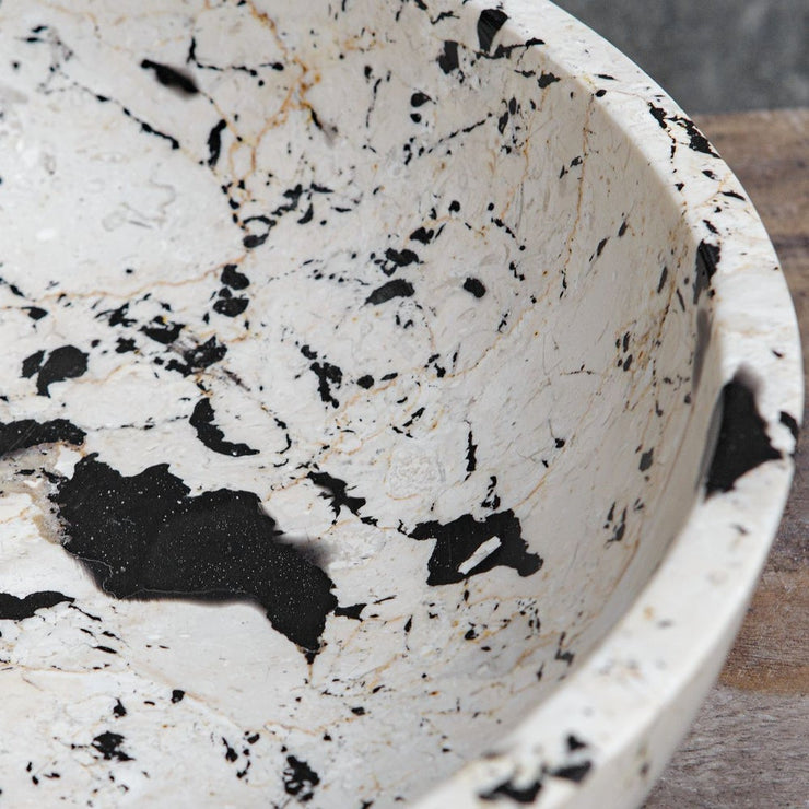 Uttermost Nouveau Handcrafted White Limestone With Black Accents Bowl