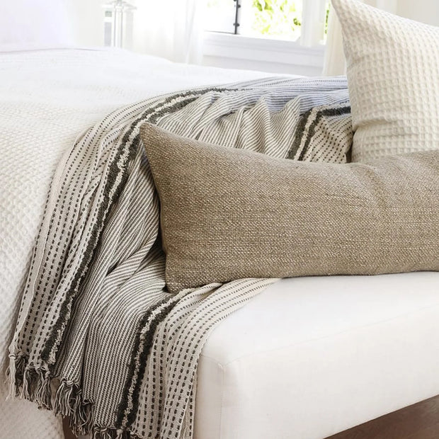 Pom Pom at Home Jagger Ivory and Moss Oversized Throw Blanket ~ 60” x 90”