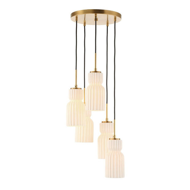 Uttermost Vanier 5 Ceramic White Linear Light Pendant