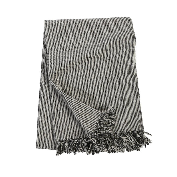 Pom Pom at Home James Ivory and Charcoal Striped Oversized Throw Blanket ~ 60” x 90”