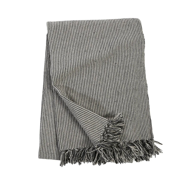 Pom Pom at Home James Ivory and Charcoal Striped Oversized Throw Blanket ~ 60” x 90”