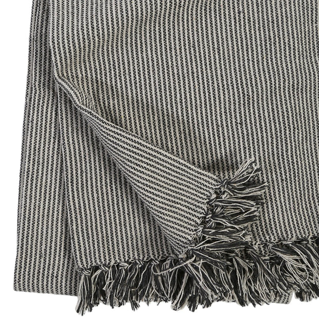 Pom Pom at Home James Ivory and Charcoal Striped Oversized Throw Blanket ~ 60” x 90”