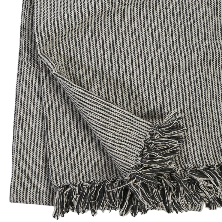 Pom Pom at Home James Ivory and Charcoal Striped Oversized Throw Blanket ~ 60” x 90”
