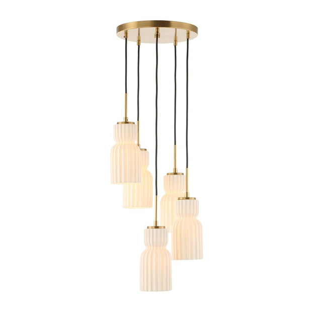 Uttermost Vanier 5 Ceramic White Linear Light Pendant