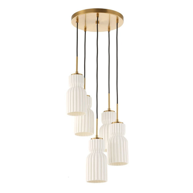 Uttermost Vanier 5 Ceramic White Linear Light Pendant