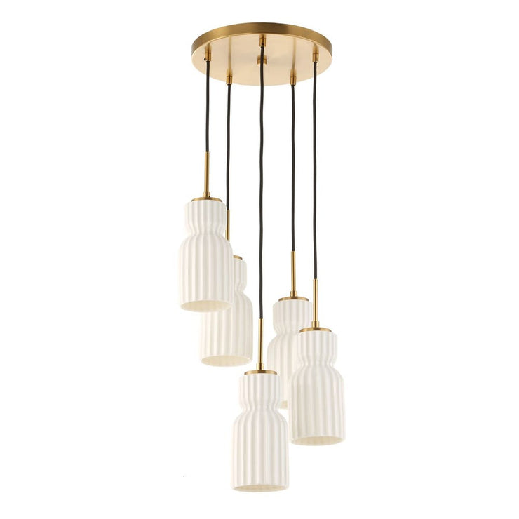 Uttermost Vanier 5 Ceramic White Linear Light Pendant