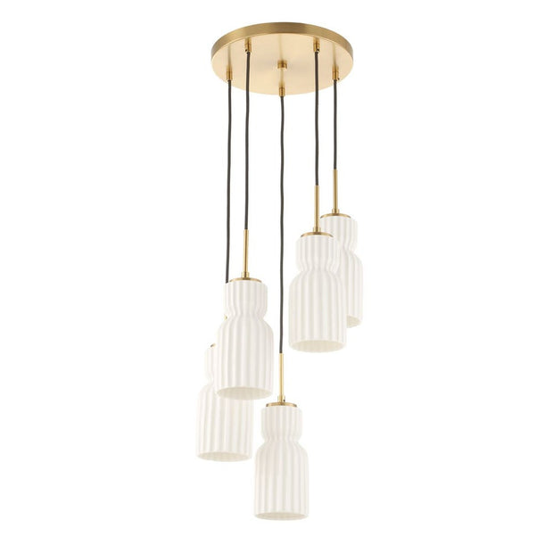 Uttermost Vanier 5 Ceramic White Linear Light Pendant