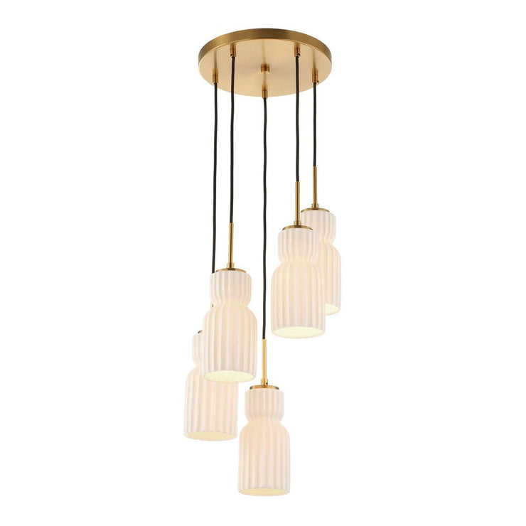 Uttermost Vanier 5 Ceramic White Linear Light Pendant