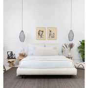 Pom Pom at Home Jojo Hand Woven Ivory and Blue Grey Striped Pillow with Insert ~ 14 x 40