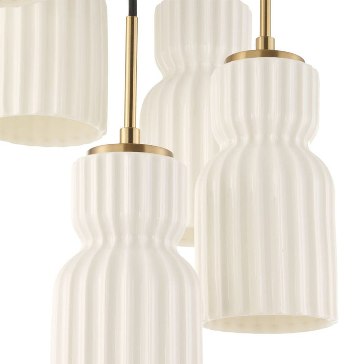 Uttermost Vanier 5 Ceramic White Linear Light Pendant