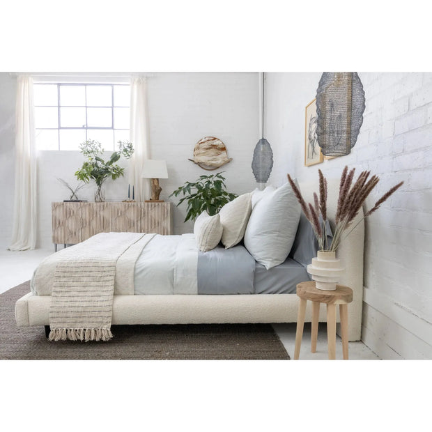 Pom Pom at Home Jojo Ivory and Blue Grey Striped Oversized Throw Blanket ~ 60” x 90”