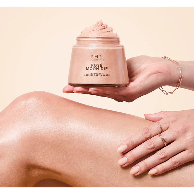 Farmhouse Fresh Rose Moon Dip Iridescent Body Mousse 8 oz. Glass Jar With Scoop ~ Fall Sale ~ Limited Quantity