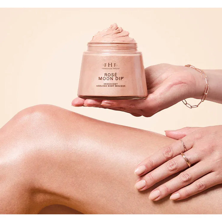 Farmhouse Fresh Rose Moon Dip Iridescent Body Mousse 8 oz. Glass Jar With Scoop ~ Fall Sale ~ Limited Quantity