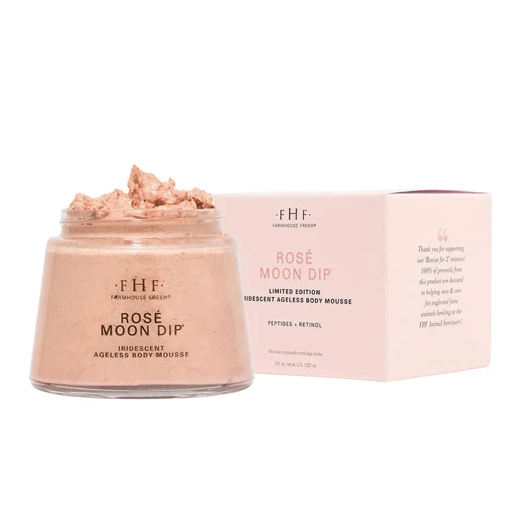 Farmhouse Fresh Rose Moon Dip Iridescent Body Mousse 8 oz. Glass Jar With Scoop ~ Fall Sale ~ Limited Quantity