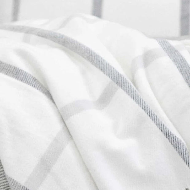 Pom Pom at Home Copenhagen White and Grey Plaid Throw Blanket ~ Available in 2 Sizes