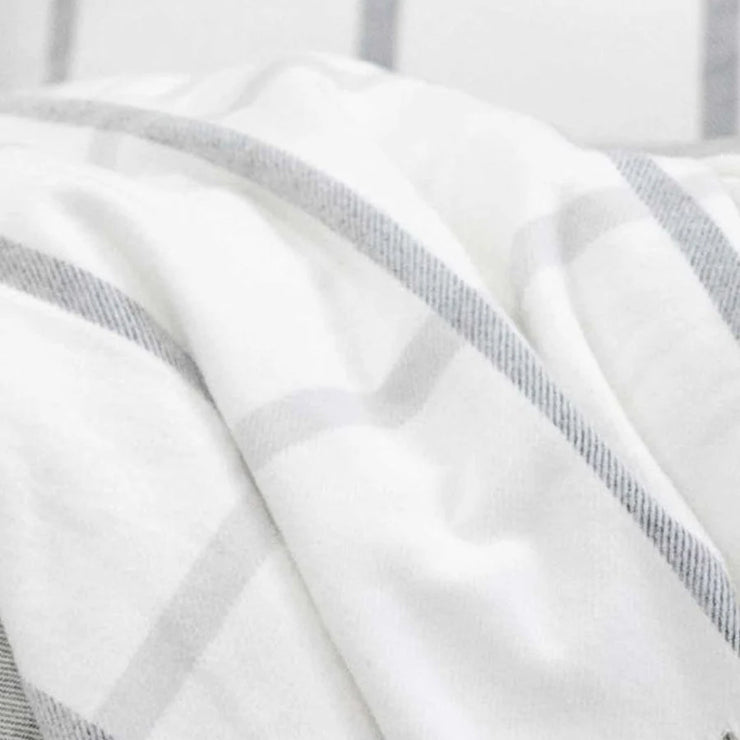 Pom Pom at Home Copenhagen White and Grey Plaid Throw Blanket ~ Available in 2 Sizes