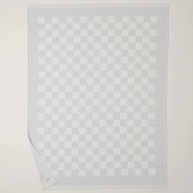 Barefoot Dreams CozyChic Cotton Gray and Cream Checkered Throw Blanket