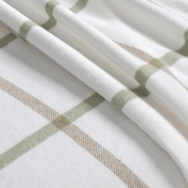 Pom Pom at Home Copenhagen White and Olive Plaid Throw Blanket ~ Available in 2 Sizes
