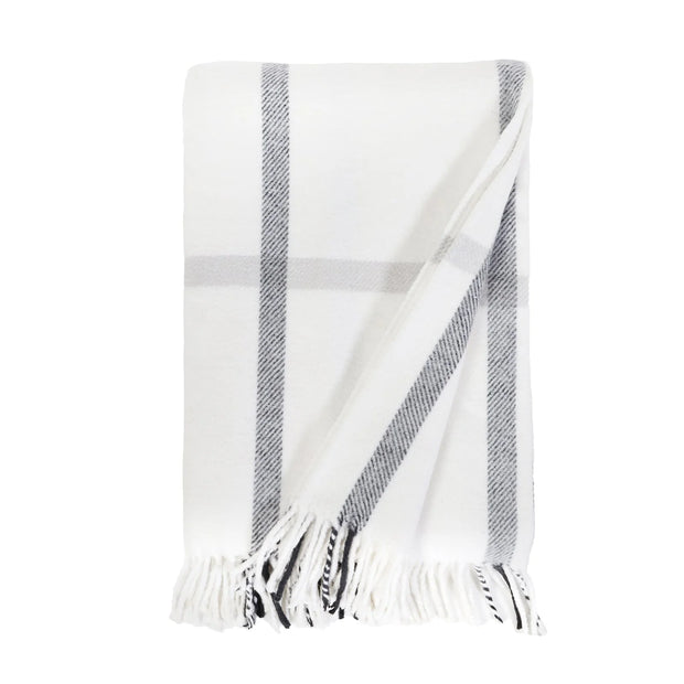 Pom Pom at Home Copenhagen White and Grey Plaid Throw Blanket ~ Available in 2 Sizes