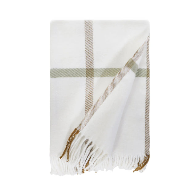 Pom Pom at Home Copenhagen White and Olive Plaid Throw Blanket ~ Available in 2 Sizes