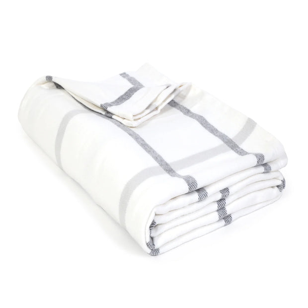 Pom Pom at Home Copenhagen White and Grey Plaid Throw Blanket ~ Available in 2 Sizes