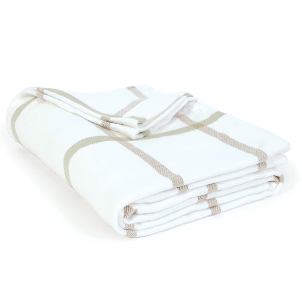 Pom Pom at Home Copenhagen White and Olive Plaid Throw Blanket ~ Available in 2 Sizes