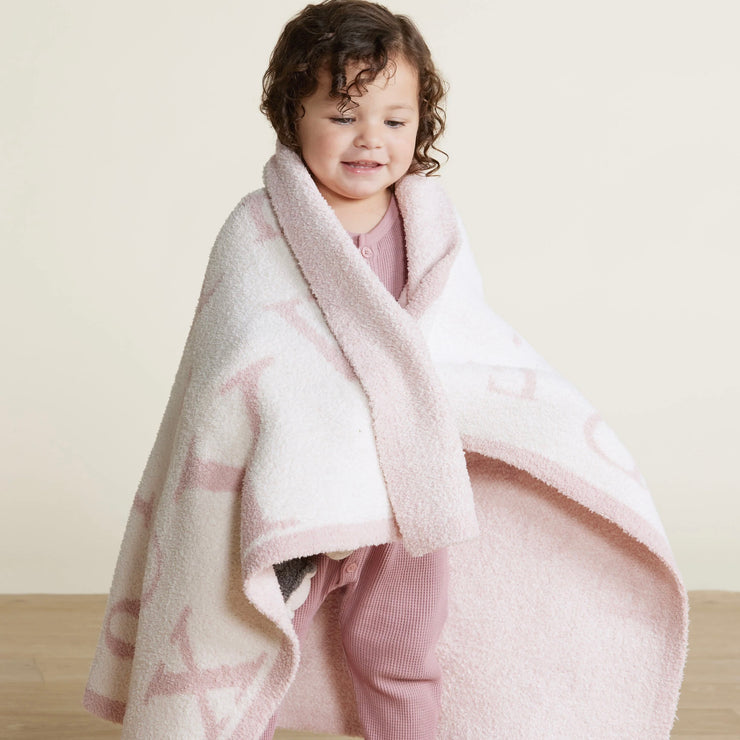 Barefoot Dreams CozyChic Rose and Cream ABC Baby Blanket