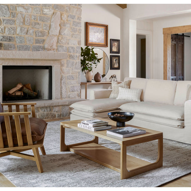Surya Davis Modern Light Beige Slipcovered Sectional Sofa with Chaise