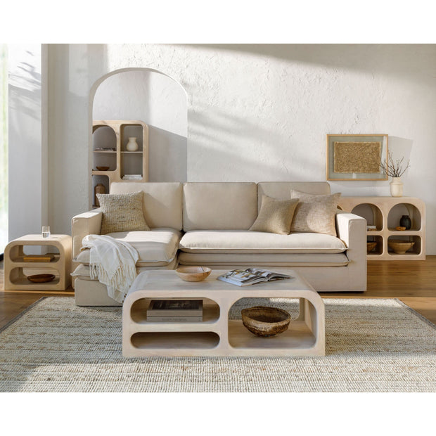 Surya Davis Modern Light Beige Slipcovered Sectional Sofa with Chaise