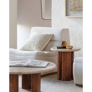 Surya Abacus Modern Travertine and Acacia Wood Coffee Table