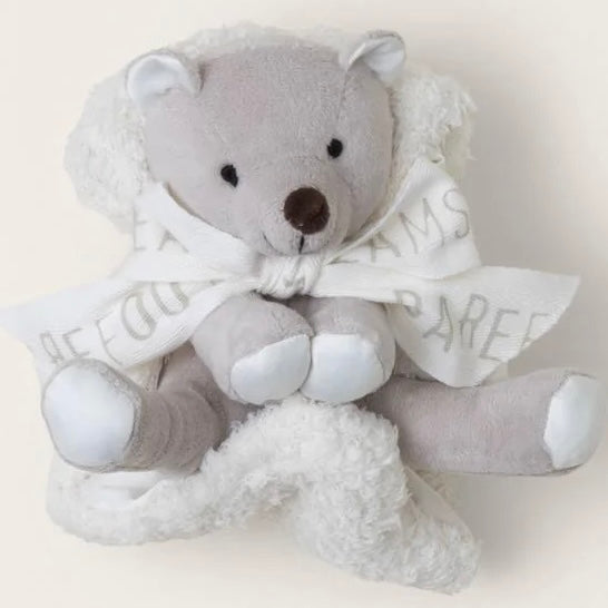Barefoot Dreams CozyChic Bear Buddie Cream Baby Blanket