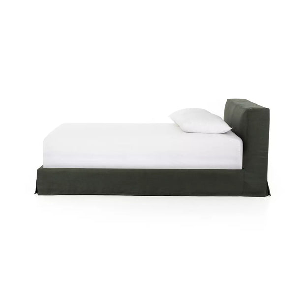 Four Hands Aidan Low Profile Slipcover Bed ~ Brussels Pine Belgian Linen Queen Size Bed